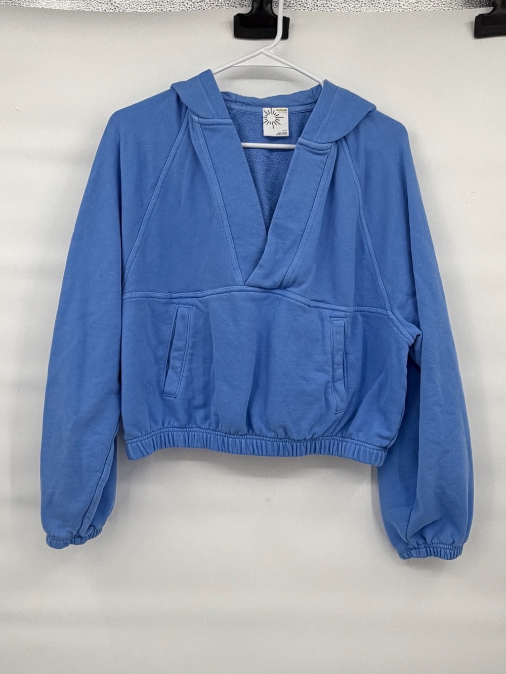 Aerie offline blue throwback cropped cotton hoodie